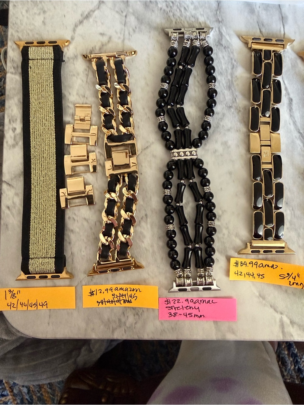 Black and Gold Iwatch bands. Various sizes